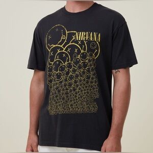 Nirvana Happy Face Black Band Tee Vintage 2007 Size XL